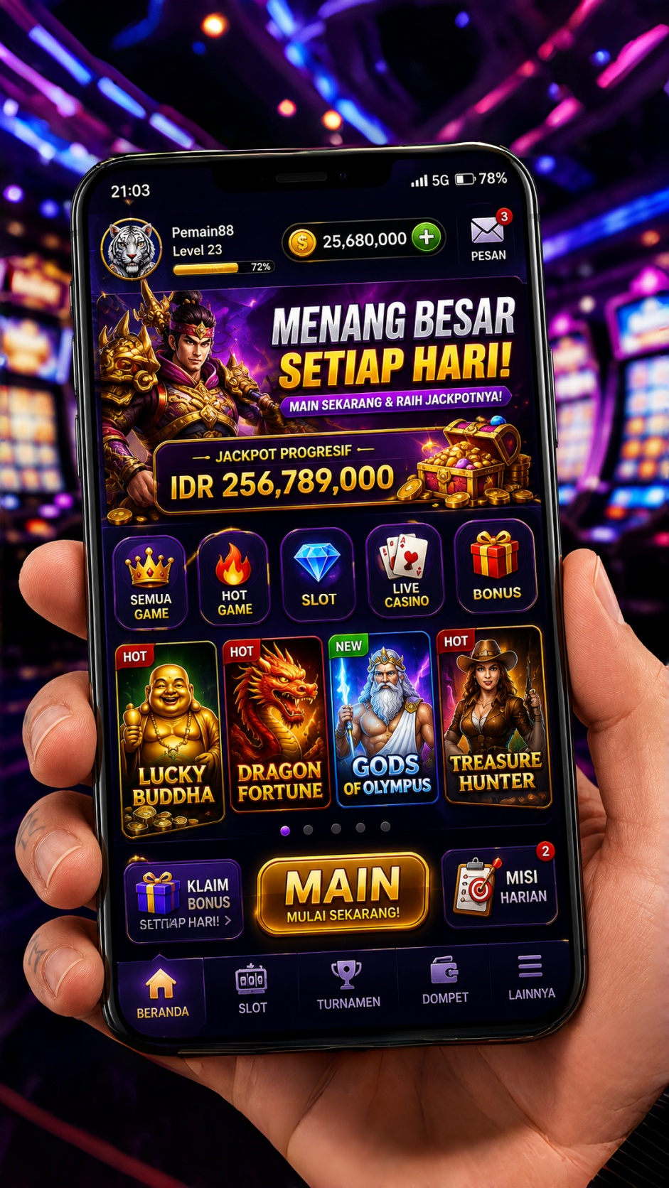 Tampilan antarmuka utama aplikasi 55rp yang ramah pengguna.